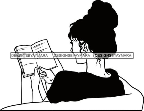 Woman Reading A Book Education Smart Classy Lady Drinking Coffee Wine .SVG Cutting Files For Silhouette Cricut and More!