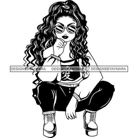 Afro Lola Boss Lady Diva Style Fashion Woman SVG Vector Clipart Cutting Files For Silhouette and Cricut and More!