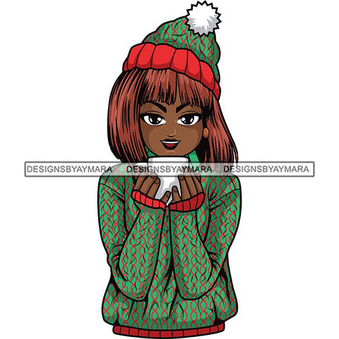Afro Lola Christmas Winter Hot Coffee Cocoa Mood .SVG Cutting Files For Silhouette and Cricut and More!