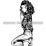 Afro Lola Woman Praying God Lord Knee Prayers Pray Believe Church .SVG PNG JPG Clipart Vector Cutting Files