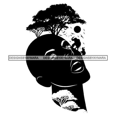 Sensual African Artwork Woman Face Proud Roots Safari Savanna Africa Continent Exotic Environment  SVG Files For Cutting and More!