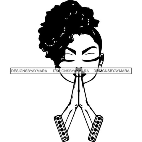Afro Lola Praying Begging Asking God Lord Faith Strength .SVG Vector Clipart Cutting Files For Silhouette Cricut and More!