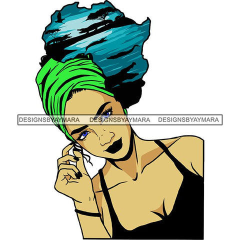 Safari Goddess Africa Continent African American Woman Savanna Animals Hair SVG Cutting Files.