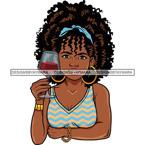 Afro Lola Drinking Wine Life Relax Chilling.SVG Cutting Files For Silhouette and Cricut and More! Unique Graphics!