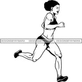 Afro Black Woman Runner Athletic Sport .SVG Cutting File For Silhouette and Cricut
