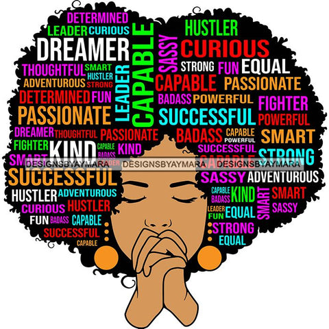Afro Succesful Woman Hair Quotes Black Lives Matter Proud Roots Nubian Melanin SVG Cut Files