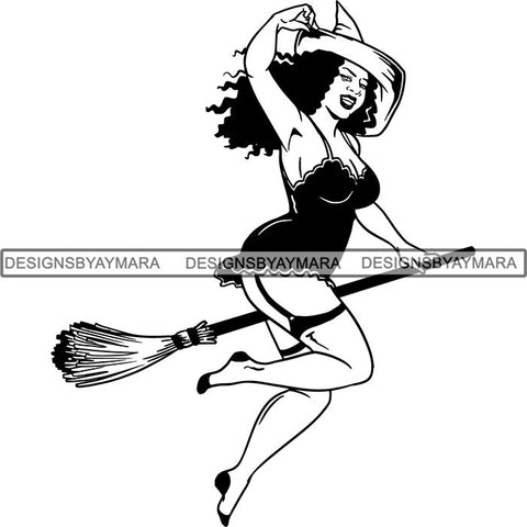 Afro Sexy Witches Halloween SVG Cutting Files For Silhouette Cricut and More