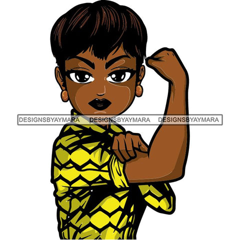 Afro Strong Lola Flexing We Can Do It Woman Power .SVG Cutting Files For Silhouette Cricut and More!