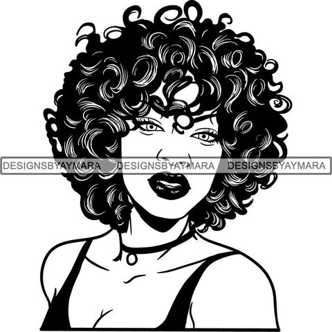 Beautiful Afro Woman Unique Designs In Black and White SVG Cutting Files For Silhouette Cricut and More