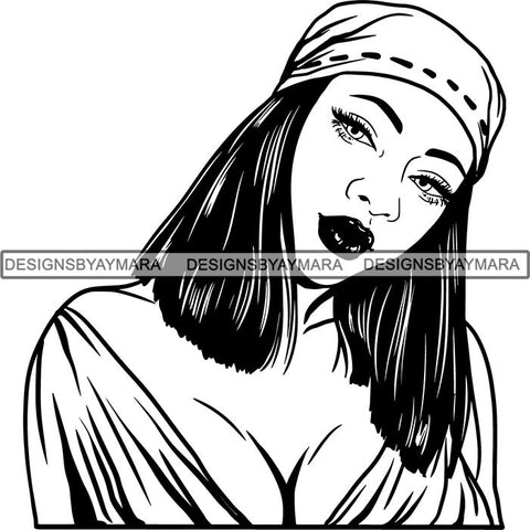 Beautiful Woman Turban Head Wrap Hairstyle SVG Files For Cutting and More!