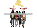Ladies Trip Flight Getaway PNG Files For Print Not For Cutting