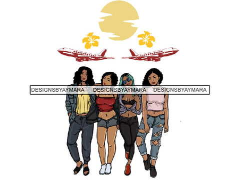 Ladies Trip Flight Getaway PNG Files For Print Not For Cutting