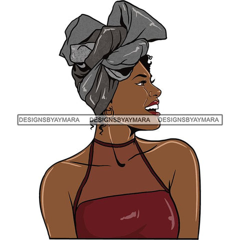 Beautiful Woman Turban Head Wrap Hairstyle SVG Files For Cutting and More!