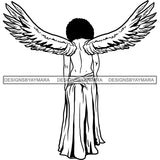 Afro Angel Black Woman SVG Cutting Files For Silhouette Cricut and More