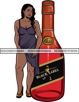 Whiskey Goddess Black Woman Sexy Melanin Nubian Liqueur Beverage Alcohol PNG File For Print Not For Cutting Cut Files For Silhouette and Cricut