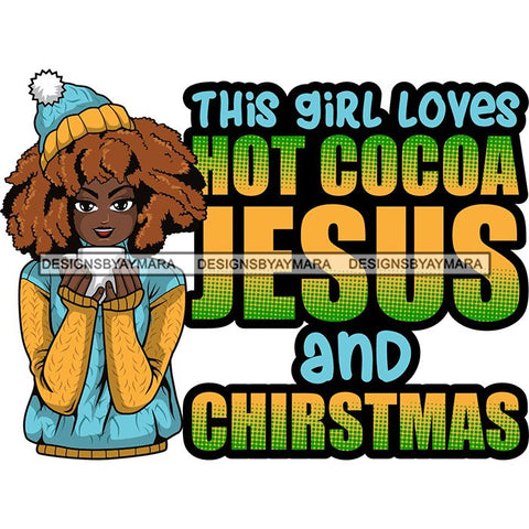 Afro Lola Christmas Hot Coffee Winter Santa Quotes .SVG Cutting Files For Silhouette and Cricut and More!