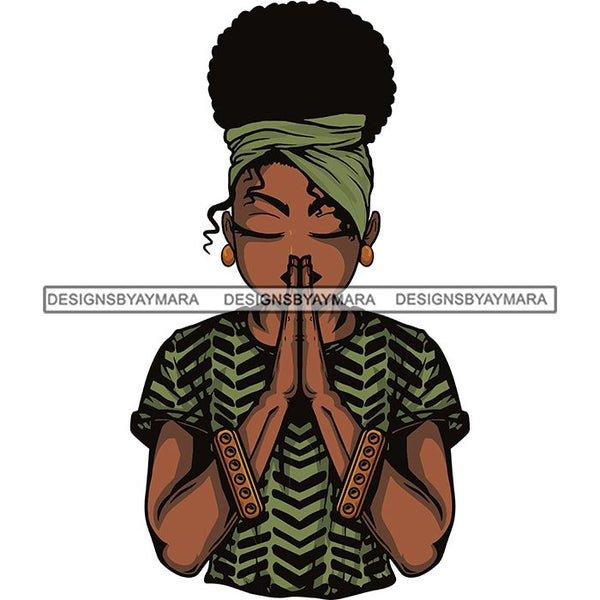 Afro Lola Praying God Lord Prayers In God We Trust .SVG Clipart Cutting Files For Silhouette and Cricut and More!