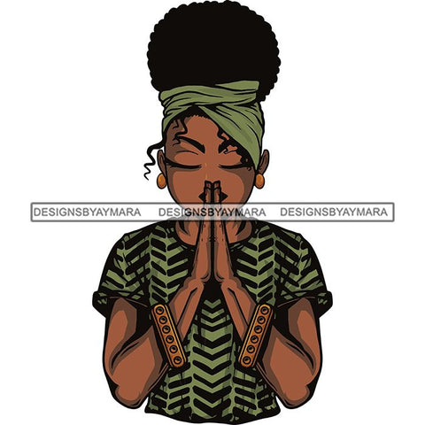 Afro Lola Praying God Lord Prayers In God We Trust .SVG Clipart Cutting Files For Silhouette and Cricut and More!