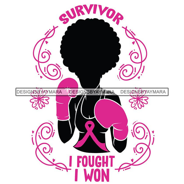 Strong Afro Woman SVG Cancer Survivor Cutting Files For Silhouette Cricut and More