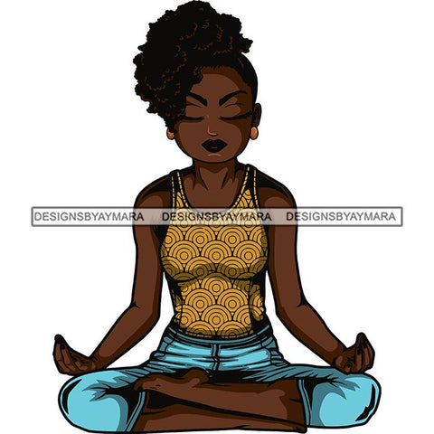 Afro Lola Meditating Yoga Relaxing .SVG Cutting Files For Silhouette Cricut and More!