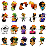 Bundle 20 African American Woman Goddess Safari Savanna Africa Continent SVG Files For Cutting and More!