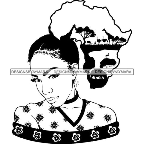 African American Woman Goddess Safari Savanna Africa Continent SVG Files For Cutting and More!