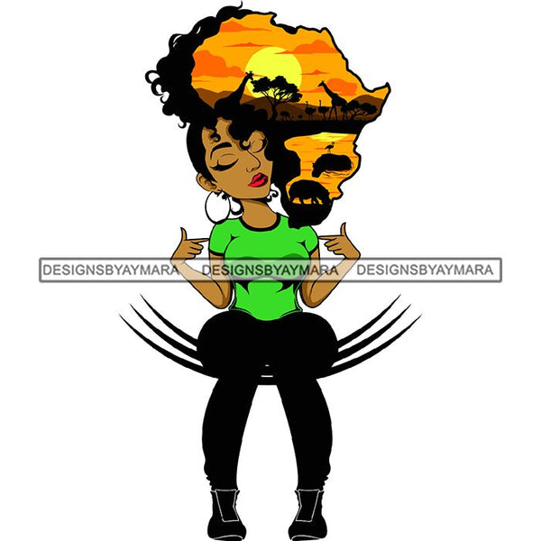 African American Woman Goddess Safari Savanna Africa Continent SVG Files For Cutting and More!