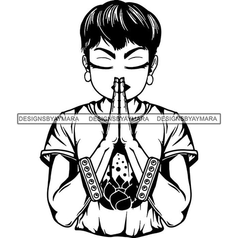 Afro Lola Praying God Lord Prayers In God We Trust .SVG Clipart Cutting Files For Silhouette and Cricut and More!