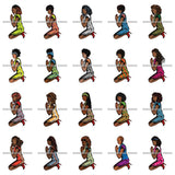 Bundle 20 Afro Lola Praying God Lord Prayers Knee Forgiveness .SVG Clipart Cutting Files For Silhouette and Cricut and More!