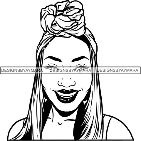 Beautiful Woman Turban Head Wrap Hairstyle SVG Files For Cutting and More!