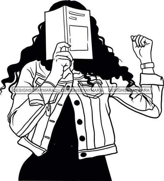 Woman Reading A Book Education Smart Classy Lady Drinking Coffee Wine .SVG Cutting Files For Silhouette Cricut and More!