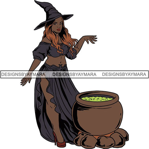 Afro Sexy Witches Halloween SVG Cutting Files For Silhouette Cricut and More