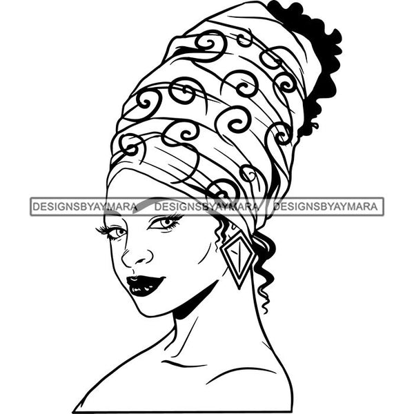 Afro Nubian Melanin Popping Kinky Hair Turban Beautiful African American Woman SVG Cutting Files