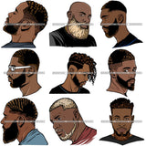 Bundle 9 Attractive Black Man Bearded Hipster Model Fashion Male Guy Hombre Masculino Guapo Stylish Close-up Sexy Macho Manly SVG Files For Cutting