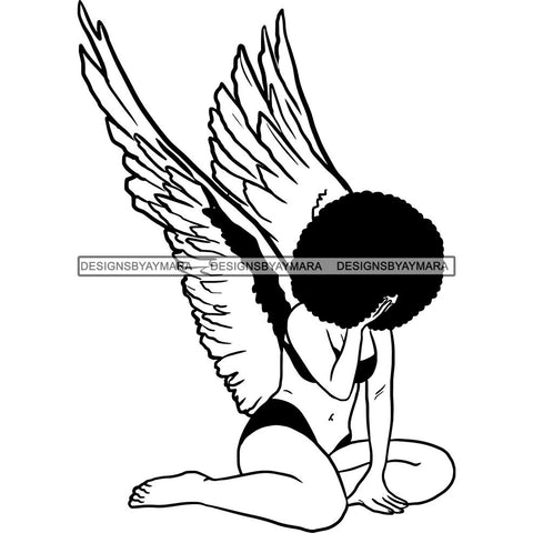 Afro Angel Black Woman SVG Cutting Files For Silhouette Cricut and More
