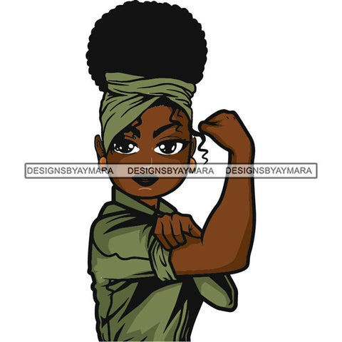 Afro Strong Lola Flexing We Can Do It Woman Power .SVG Cutting Files For Silhouette Cricut and More!