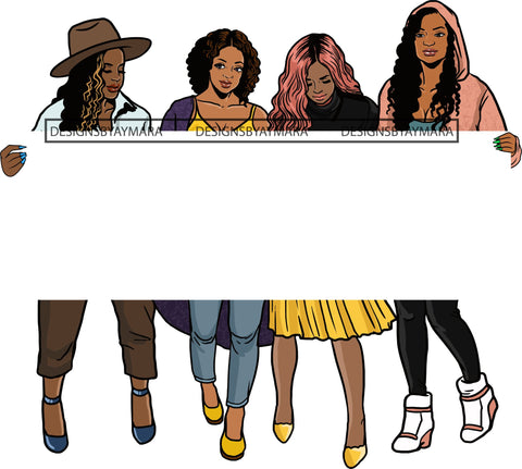 Group Of Women Holding Banner Sign Logo Business Advertising Melanin Hot Seller .SVG Cut Files For Silhouette Cricut and More!