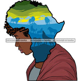 Safari Goddess Africa Continent African American Woman Savanna Animals Hair SVG Cutting Files.