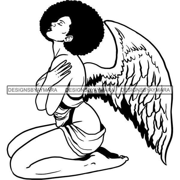 Afro Angel Black Woman SVG Cutting Files For Silhouette Cricut and More