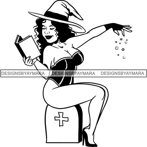 Afro Sexy Witches Halloween SVG Cutting Files For Silhouette Cricut and More