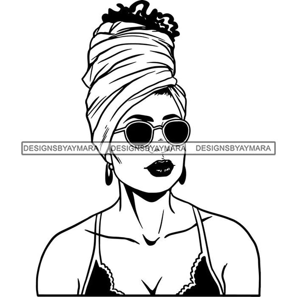 Afro Nubian Melanin Popping Kinky Hair Turban Beautiful African American Woman SVG Cutting Files