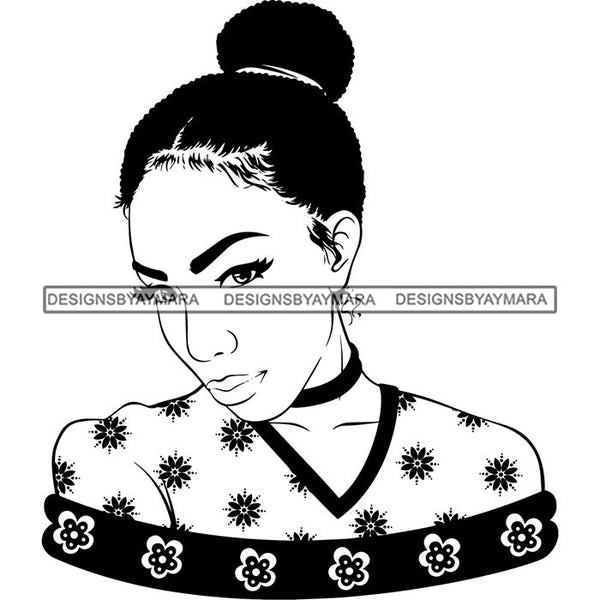 Afro Nubian Melanin Popping Kinky Hair Beautiful African American Woman SVG Cutting Files