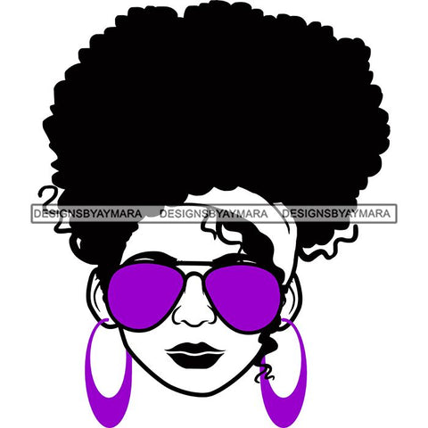 Afro Lola Boss Lady Dope Diva Glamour Wearing Glasses Accesories .SVG Cut Files