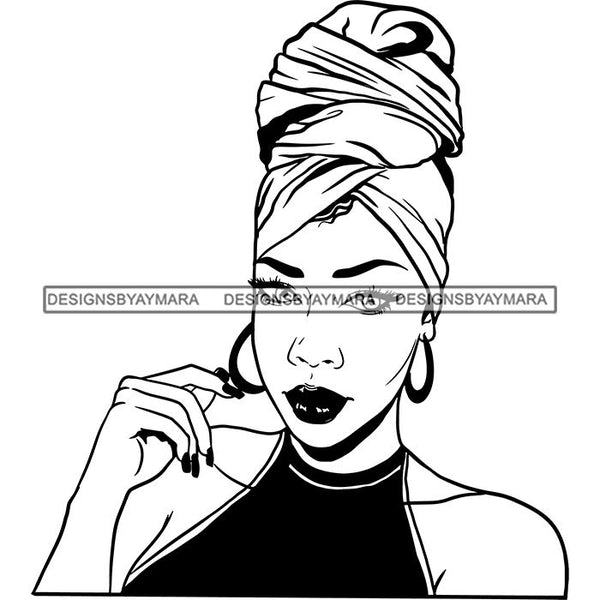 Afro Nubian Melanin Popping Kinky Hair Turban Beautiful African American Woman SVG Cutting Files