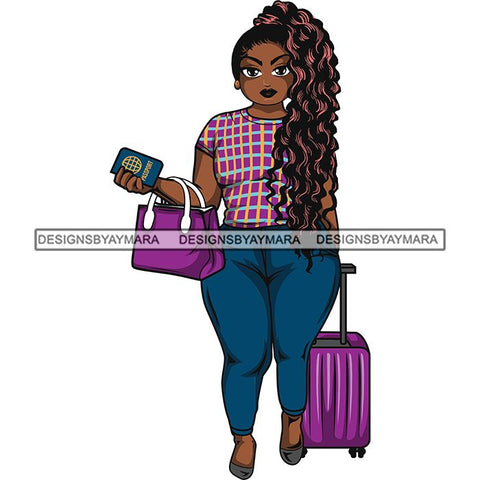 Afro Thick Curvy Lola Trip Vacation Mode Getaway .SVG Cutting Files For Silhouette and Cricut and More!