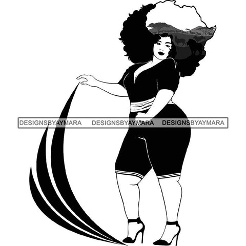 African American Woman Goddess Safari Savanna Africa Continent SVG Files For Cutting and More!
