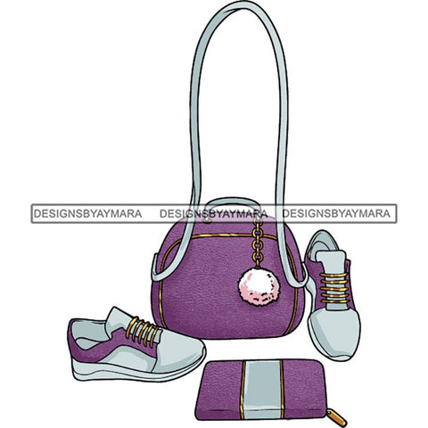 Purse Bag Shoes High Heels Glamour Luxury Fashion Shine SVG Clipart Vector Cutting Files