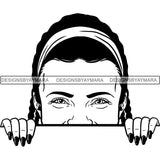 Afro Woman Peeking Peek-a-Boo I see You Melanin Pretty Half Face PNG File For Print Not For Cutting