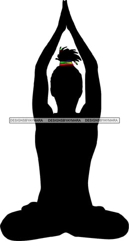 Afro Woman Silhouette Doing Yoga Meditating Relax Meditate .SVG Cutting Files For Silhouette Cricut and More!