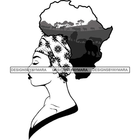 African American Woman Goddess Safari Savanna Africa Continent SVG Files For Cutting and More!